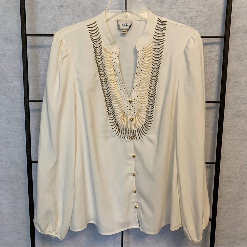 ECI NEW YORK Vintage Beaded Blouse‎ Women's Size 10